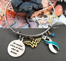 Teal & White Ribbon Bracelet - She Needed a Hero, So That's What She Became - Rock Your Cause Jewelry