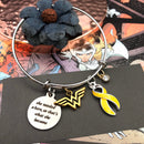 Yellow Ribbon Charm Bracelet - She Needed a Hero So That's What She Became - Rock Your Cause Jewelry