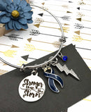 Dark Navy Blue Ribbon - Stronger than the Storm Charm Bracelet - Rock Your Cause Jewelry