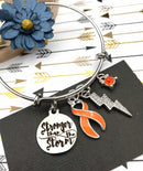 Orange Ribbon Charm Bracelet - Stronger Than The Storm - Rock Your Cause Jewelry