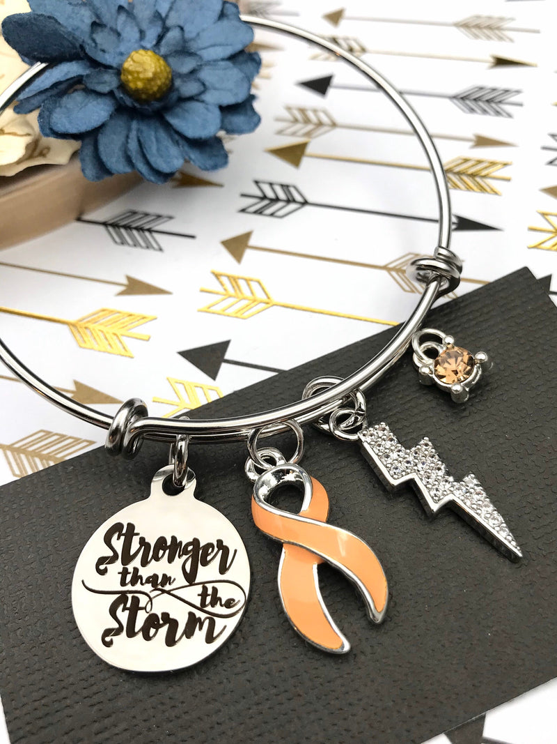 Peach Ribbon Charm Bracelet - Stronger than the Storm - Rock Your Cause Jewelry