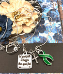 Green Ribbon Necklace - Let Your Faith Be Bigger than Your Fear - Rock Your Cause Jewelry