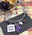 Purple Ribbon Cancer Slayer Charm Bracelet - Rock Your Cause Jewelry