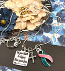 Pink & Teal (Previvor) Ribbon - Let Your Faith be Bigger Than Your Fear Necklace - Rock Your Cause Jewelry