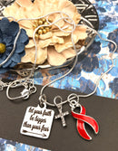 Red Ribbon Charm Necklace - Let Your Faith be Bigger Than Your Fear - Rock Your Cause Jewelry