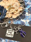 Violet Dark Purple Ribbon Necklace - Let Your Faith be Bigger Than Your Fear - Rock Your Cause Jewelry