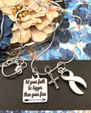 White Ribbon Necklace - Let Your Faith be Bigger Than Your Fear - Rock Your Cause Jewelry