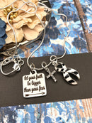 Zebra Ribbon Necklace - Let Your Faith be Bigger Than Your Fear - Encouragement Gift - Rock Your Cause Jewelry