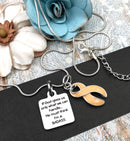 Peach Ribbon Necklace - If God Gives Us Only What We Can Handle, He Must Think I'm a BADASS - Rock Your Cause Jewelry