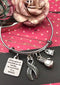 Gray (Grey) Ribbon Charm Bracelet - If God Gives Us Only What We Can Handle... He Must Think I'm a Badass - Rock Your Cause Jewelry
