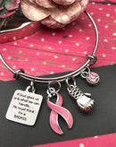 Pink Ribbon Charm Bracelet - If God Gives Us Only What We Can Handle ... He Must Think I'm A Badass - Rock Your Cause Jewelry