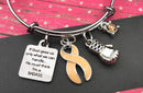 Peach Ribbon Charm Bracelet - If God Gives Us Only What We Can Handle, He Must Think I'm A Badass - Rock Your Cause Jewelry
