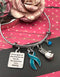 Teal Ribbon Charm Bracelet - If God Gives Us Only What We Can Handle ... He Must Think I'm a Badass - Rock Your Cause Jewelry