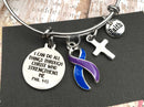 Blue & Purple Ribbon Bracelet - Phil 4:13 I Can Do All Things Through Christ - Rock Your Cause Jewelry