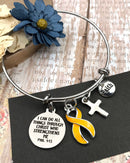 Gold Ribbon Charm Bracelet - I Can Do All Things Through Christ Who Strengthens Me - Rock Your Cause Jewelry