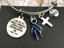 Dark Navy Blue Ribbon Charm Bracelet - Phil 4:13 I Can Do All Things Through Christ - Rock Your Cause Jewelry