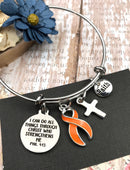 Orange Ribbon Charm Bracelet / Phil 4 13 I Can Do All Things Through Christ  / Awareness Gift - Rock Your Cause Jewelry