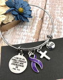 Purple Ribbon Charm Bracelet - Phil 4:13 / I Can Do All Things Through Christ Who Strengthens Me - Rock Your Cause Jewelry