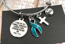 Teal Ribbon Charm Bracelet - Phil 4:13 I Can Do All Things Through Christ - Rock Your Cause Jewelry