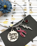 Burgundy Ribbon Charm Bracelet - Stronger than the Storm - Rock Your Cause Jewelry