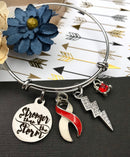 Red & White Ribbon Bracelet - Stronger Than The Storm - Rock Your Cause Jewelry