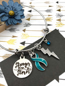 Teal Ribbon Charm Bracelet - Stronger than the Storm - Rock Your Cause Jewelry