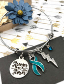 Teal Ribbon Charm Bracelet - Stronger than the Storm - Rock Your Cause Jewelry