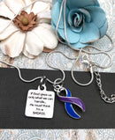 Blue & Purple Ribbon - If God Only Gives Us What We Can Handle, He Must Think I'm A Badass Necklace - Rock Your Cause Jewelry