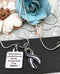 ALS / Blue & White Striped Ribbon Necklace - If God Gives us Only What We Can Handle, He Must Think I'm A BADASS - Rock Your Cause Jewelry