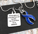 Periwinke Ribbon Necklace - If God Gives Us Only What We Can Handle, He Must Think I'm A BADASS - Rock Your Cause Jewelry