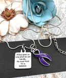 Purple Ribbon Necklace - If God Gives Us Only What We Can Handle... He Must Think I'm a Badass - Rock Your Cause Jewelry