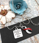Red & White Ribbon Charm Necklace - If God Gives Us Only What We Can Handle, He Must Think I'm A Badass - Rock Your Cause Jewelry