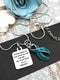Teal Ribbon Necklace - If God Gives us Only What We Can Handle, He Must Think I'm Badass Necklace - Rock Your Cause Jewelry