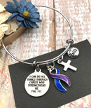 Blue & Purple Ribbon Bracelet - Phil 4:13 I Can Do All Things Through Christ - Rock Your Cause Jewelry