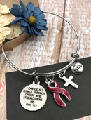 Burgundy Ribbon Charm Bracelet - Phil 4 13 I Can Do All Things Through Christ Who Strengthens Me - Rock Your Cause Jewelry