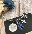 Periwinkle Ribbon Charm Bracelet - I Can Do All Things Through Christ / Phil 4:13 - Encouragement Gift - Rock Your Cause Jewelry