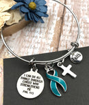 Teal Ribbon Charm Bracelet - Phil 4:13 I Can Do All Things Through Christ - Rock Your Cause Jewelry