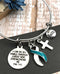 Teal & White Ribbon Bracelet - I Can Do All Things Through Christ Who Strengthens Me - Rock Your Cause Jewelry