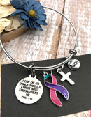 Pink Purple Teal (Thyroid) Ribbon Bracelet - I Can Do All Things Through Christ, Phil 4 13 - Rock Your Cause Jewelry