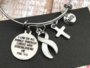 White Ribbon Charm Bracelet / I Can Do All Things Through Christ Phil 4:13 - Rock Your Cause Jewelry