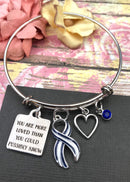 ALS / Blue & White Striped Ribbon Bracelet - You Are More Loved Than You Could Possibly Know - Rock Your Cause Jewelry
