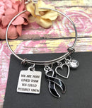 Black Ribbon Charm Bracelet - Your Are More Loved than You Could Possibly Know - Rock Your Cause Jewelry