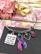 Pink Purple Teal (Thyroid) Ribbon Bracelet - You are More Loved Than You Could Possibly Know Charm Bracelet - Rock Your Cause Jewelry