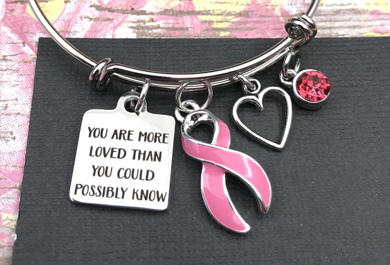 Pink Ribbon Charm Bracelet - You are More Loved Than You Could Possibly Know - Rock Your Cause Jewelry