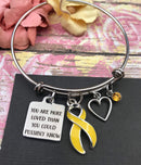 Yellow Ribbon Charm Bracelet - You Are More Loved Than You Could Possibly Know - Rock Your Cause Jewelry