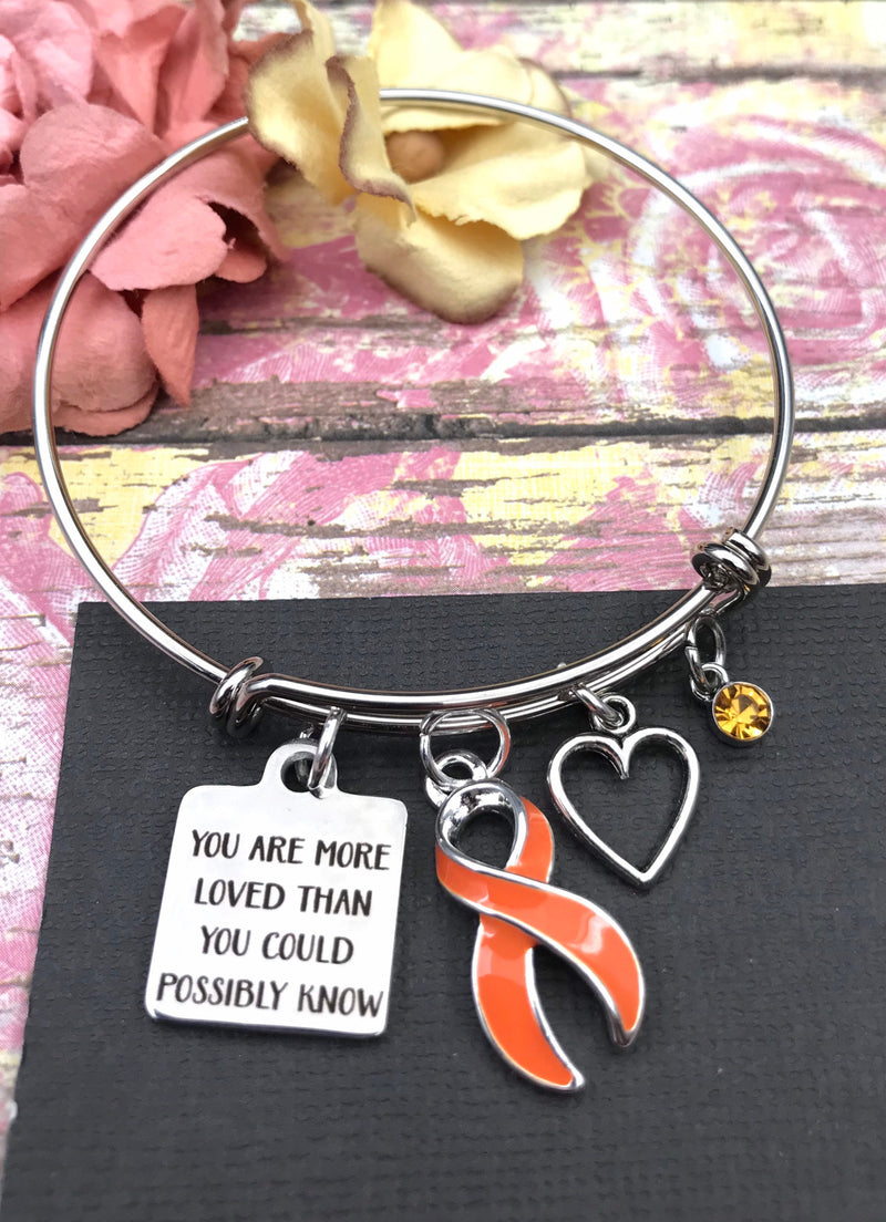 Orange Ribbon Bracelet - You Are More Loved Than You Could Possibly Know - Rock Your Cause Jewelry