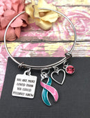 Pink & Teal (Previvor) Ribbon Bracelet - You Are More Loved Than You Could Possibly Know - Rock Your Cause Jewelry