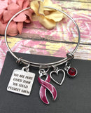 Burgundy Ribbon Charm Bracelet - You are More Loved Than You Could Possibly Know - Rock Your Cause Jewelry