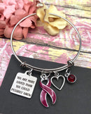 Burgundy Ribbon Charm Bracelet - You are More Loved Than You Could Possibly Know - Rock Your Cause Jewelry