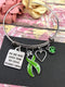 Lime Green Ribbon Charm Bracelet - You Are More Loved Than You Could Possibly Know - Rock Your Cause Jewelry